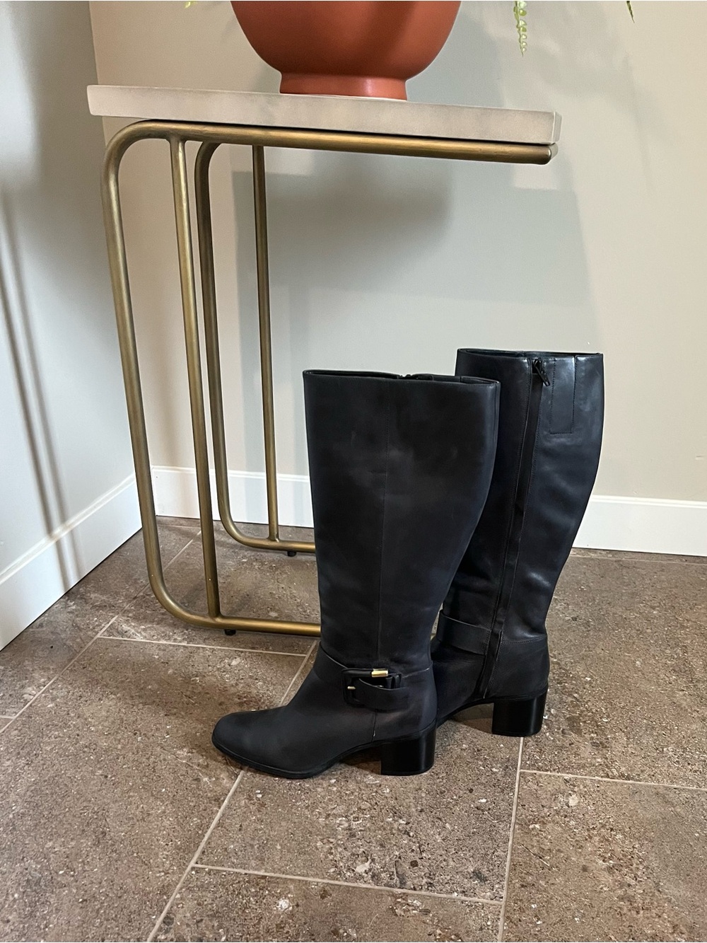 Nine West Black Leather Knee-High Boots